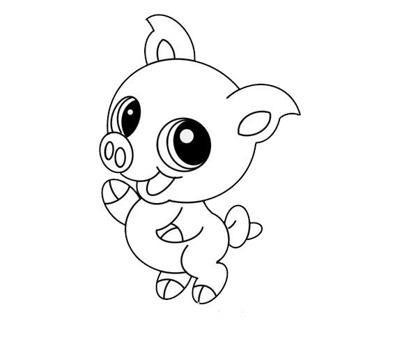 可爱卡通小猪简笔画画法步骤图