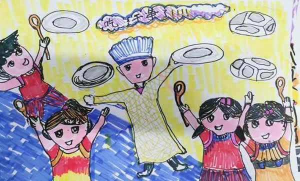 世界粮食日光盘行动主题儿童画图片