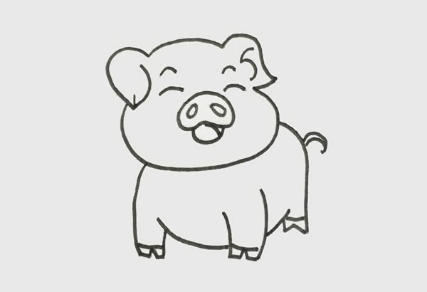 可爱的小猪简笔画萌萌画法步骤图