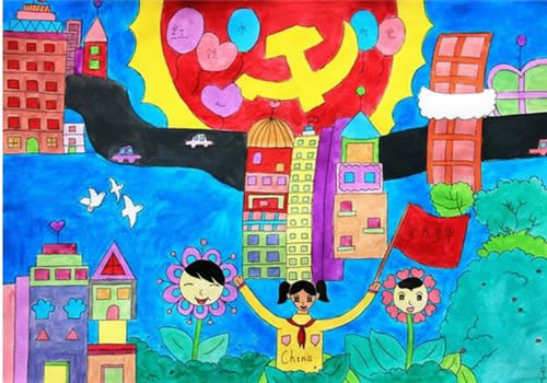 七一建党节99周年儿童画图片