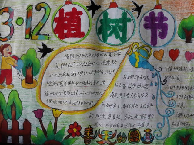 3.12中国植树节手抄报图片内容简单漂亮