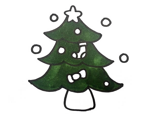 圣诞树简笔画彩色画法步骤图片