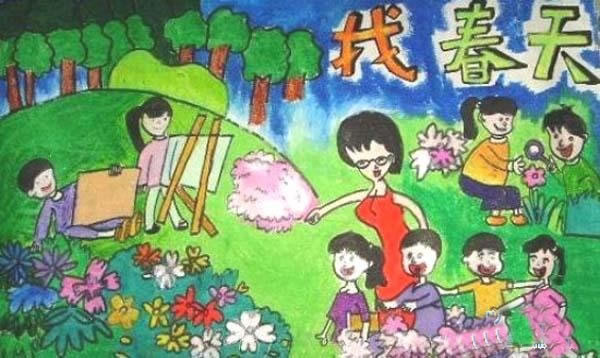 小学生关于春天的画儿童画:找春天