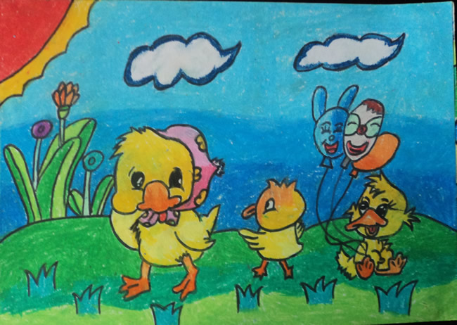小学生《找春天》儿童画 儿童画春天的图片/水彩画图片