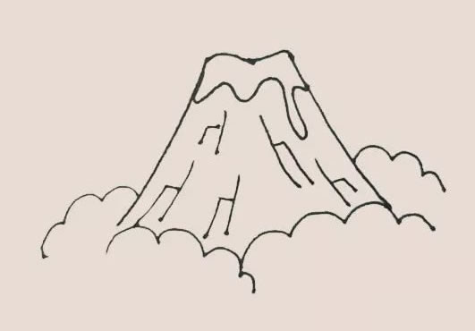 火山喷发简笔画