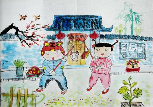 2020鼠年春节老鼠拜年儿童画图片