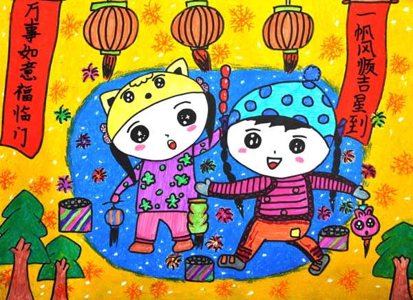 元旦儿童画图片大全简单漂亮