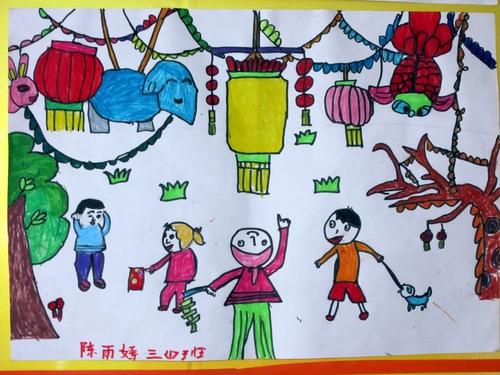 小学生手绘迎春节儿童画图片