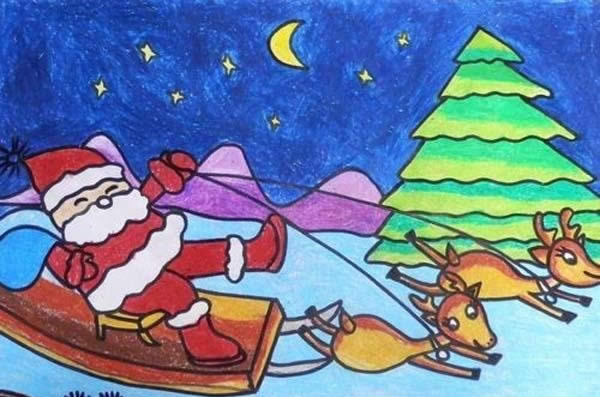 12月25日圣诞节儿童画 欢乐圣诞节儿童画作品图片