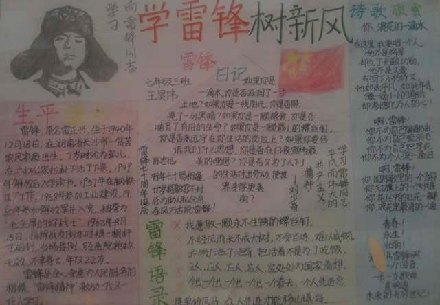 学雷锋树新风手抄报图片大全 内容资料