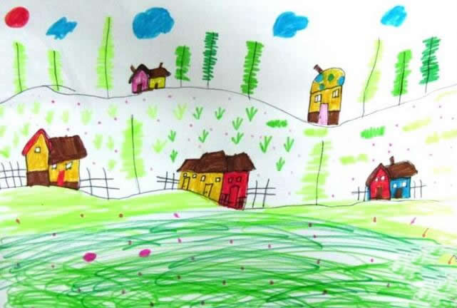 小学生简单的春天为主题儿童画:春天来了