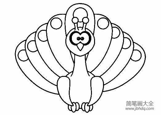 如何画卡通孔雀