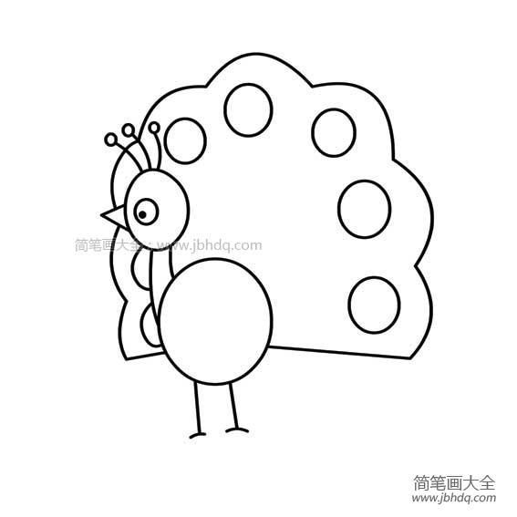 三只可爱的孔雀宝宝简笔画