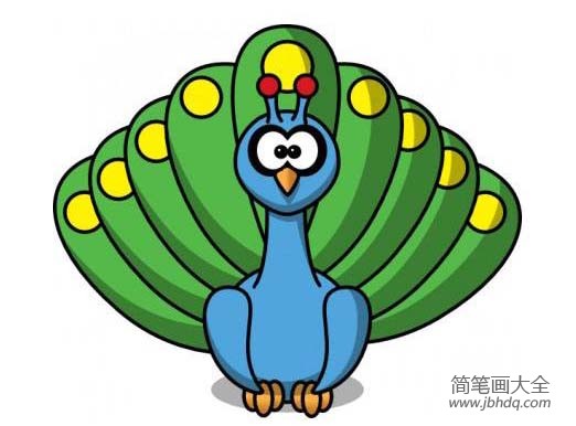如何画卡通孔雀