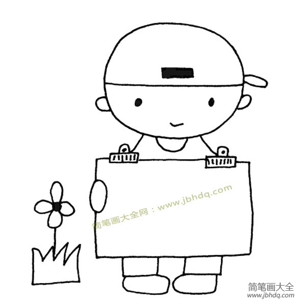画画的小男孩简笔画