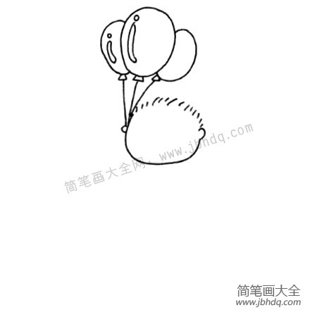 1.先画出气球的形状和脸的形状