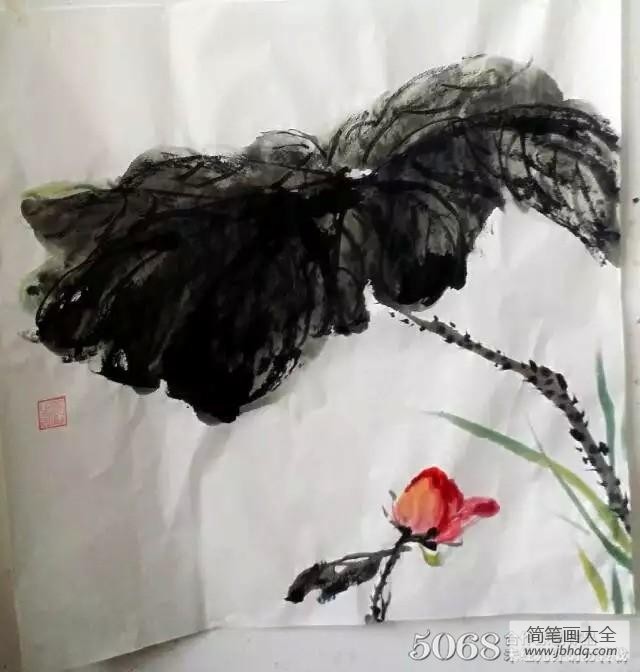 出水芙蓉图国画写意荷花