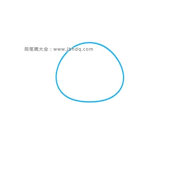 1.画一个不规则的圆形，底部比顶部宽一点,这将形成兔子的头。