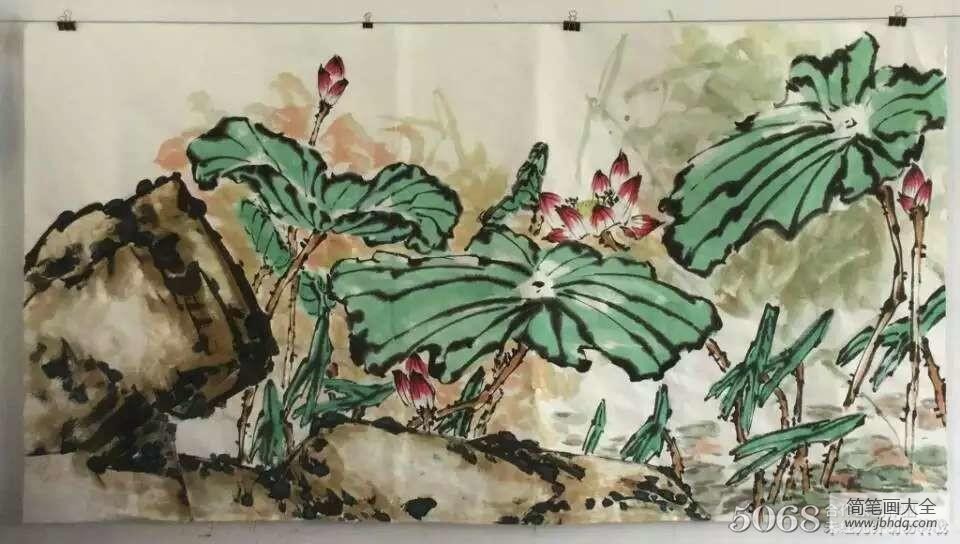 现代写意花鸟画图片之荷石图