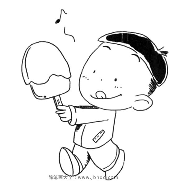 吃雪糕的小男孩