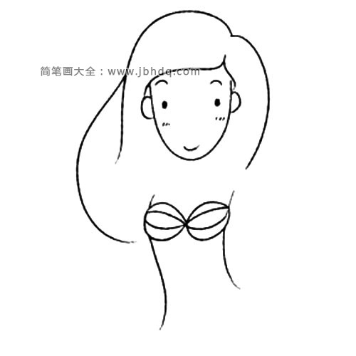 4.画出美人鱼的上半身。