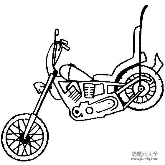 摩托车简笔画 哈雷摩托车简笔画图片