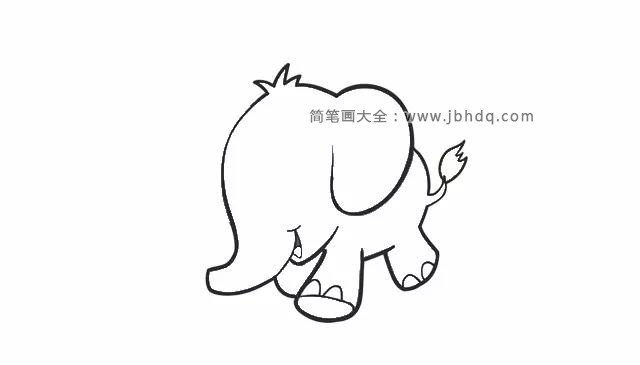 第三步  然后画出大象隐藏的腿和它的嘴巴。