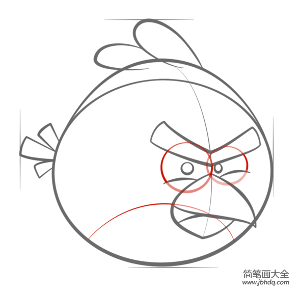 如何画红色愤怒的小鸟