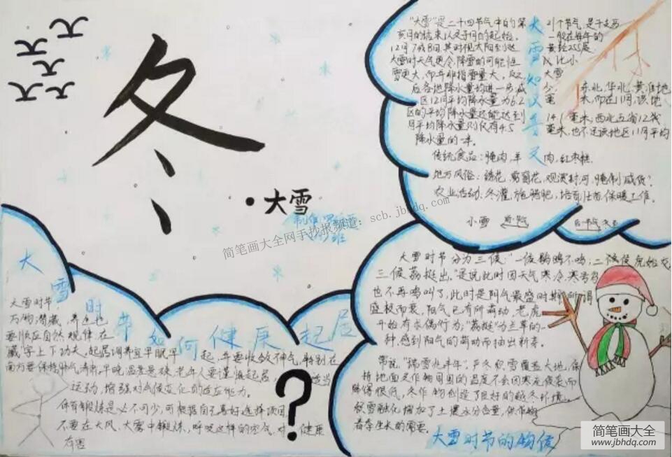 冬.大雪 传统文化手抄报