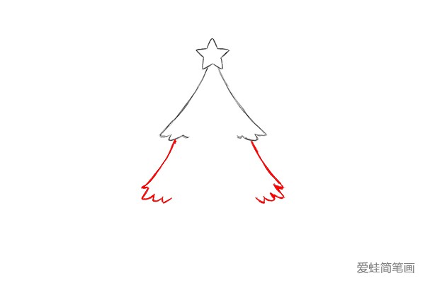 3.用上面的方法继续往下画圣诞树的松针。