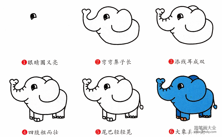 简笔画大象的画法