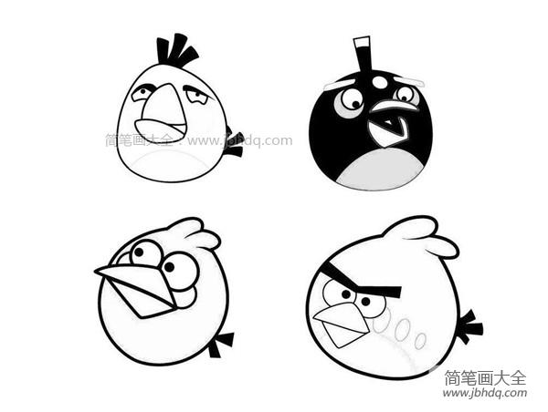 愤怒的小鸟简笔画图片