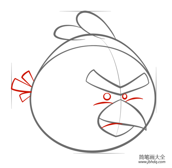 如何画红色愤怒的小鸟