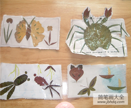树叶贴画作品：学会了制作树叶贴画