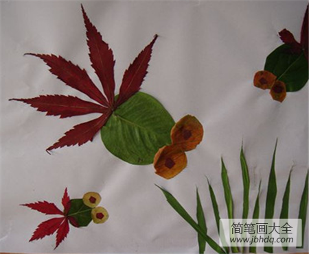 树叶贴画作品：叶子