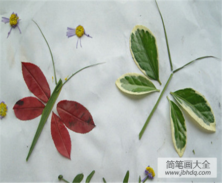 树叶贴画作品：美丽的蝴蝶小姐
