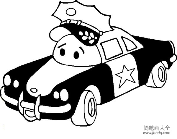 警车简笔画图片 卡通警车简笔画