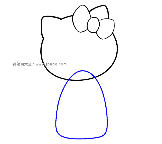 第4步：画凯蒂猫的身体。