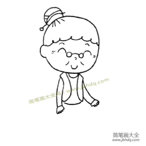 3.接着画老奶奶的身体和双手