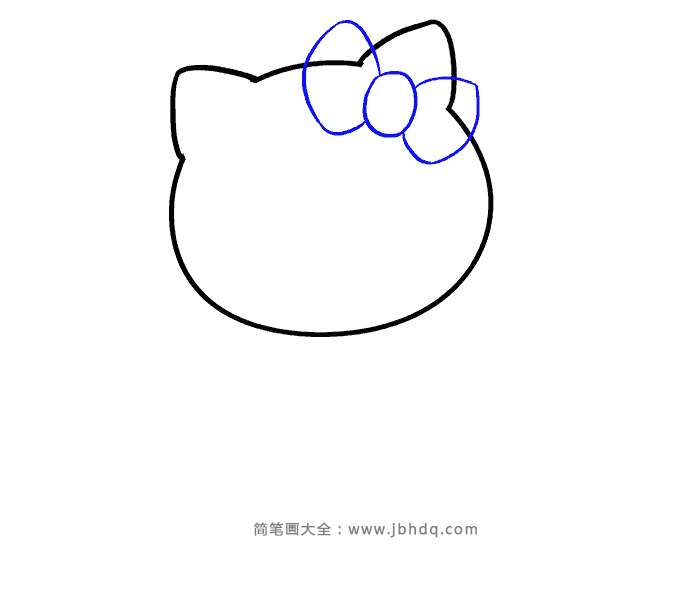 第3步：在一只耳朵上面画上蝴蝶结。