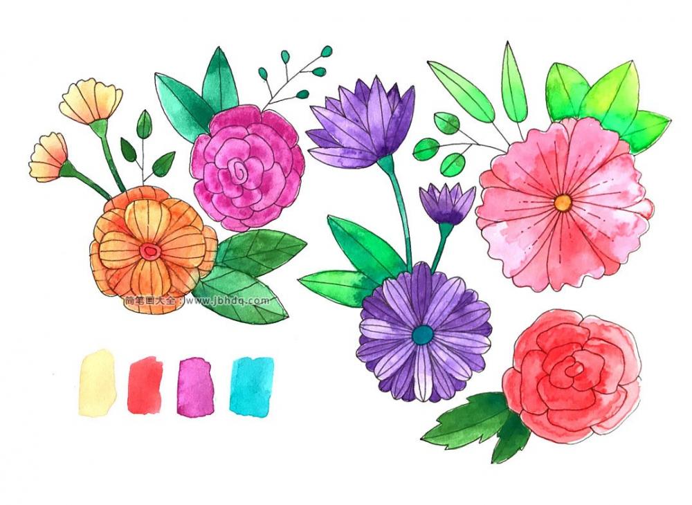 花朵手帐简笔画素材9