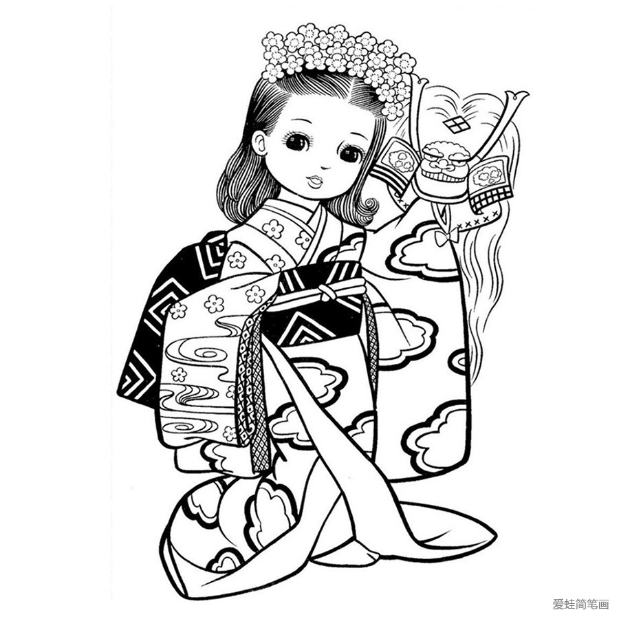中国古典美女简笔画图片1