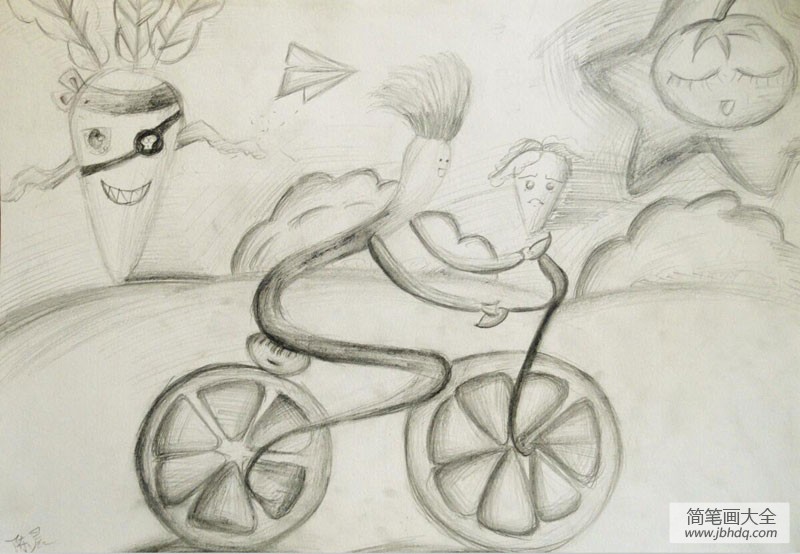 儿童漫画 萝卜在骑车