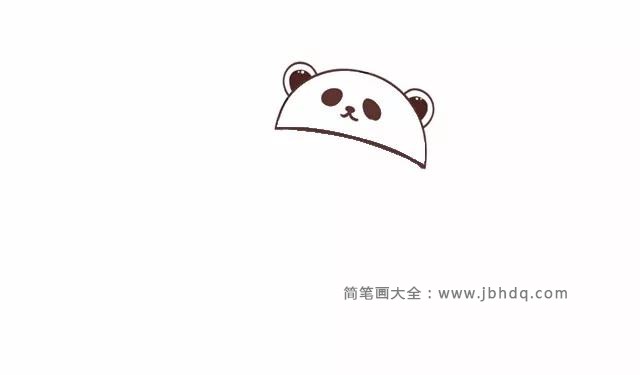 第二步 给小熊加上他黑色的眼睛和鼻子嘴巴,这样小男孩的帽子就画好了。