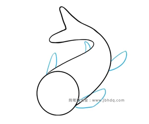 4.给鱼的身体加上鳍。