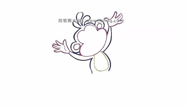 第四步  然后画出布茨的肚子，像两个大西瓜呢。