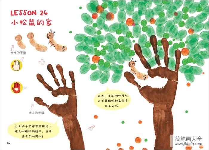 指印画作品 小松鼠的家