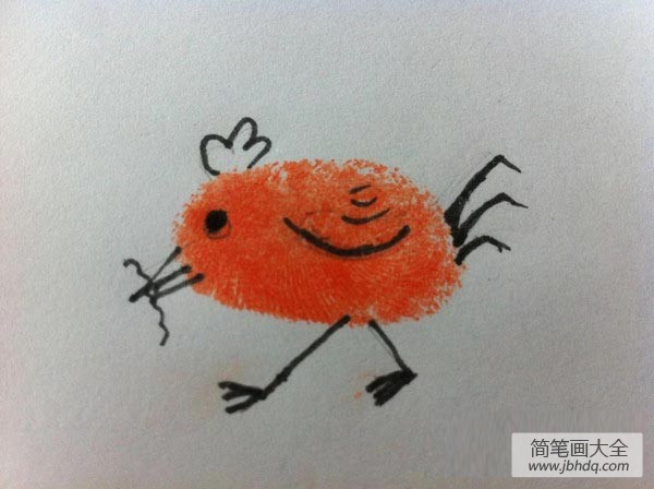 小鸡手指画图片