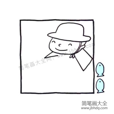 2.画出脸型、五官和披风。