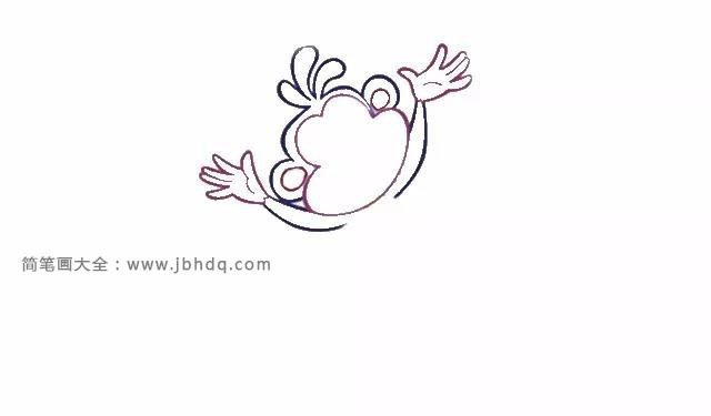 第三步  画出布茨的两个手臂。大家应该都知道这是布茨习惯走的小动作哦。
